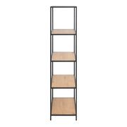Seaford Tall Black Metal Bookcase with 4 Oak Shelves – image 3