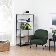 Seaford Tall Black Metal Bookcase with 4 Oak Shelves – image 4