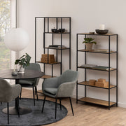 Seaford Tall Black Metal Bookcase with 4 Oak Shelves – image 5