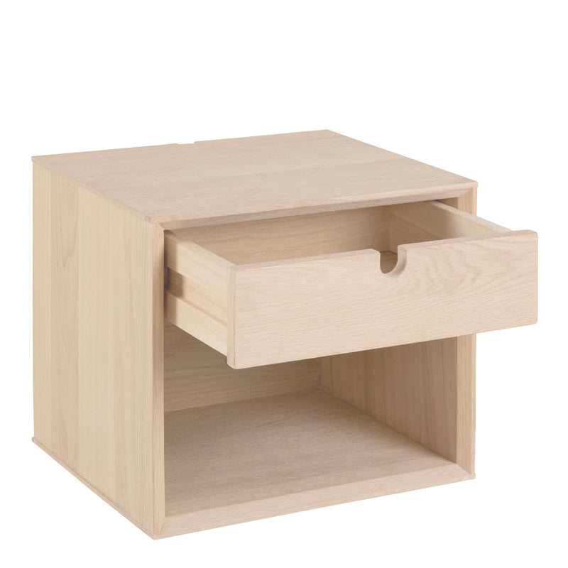 Century 1 Drawer Wall Mounted Bedside Table – White Oak – image 3