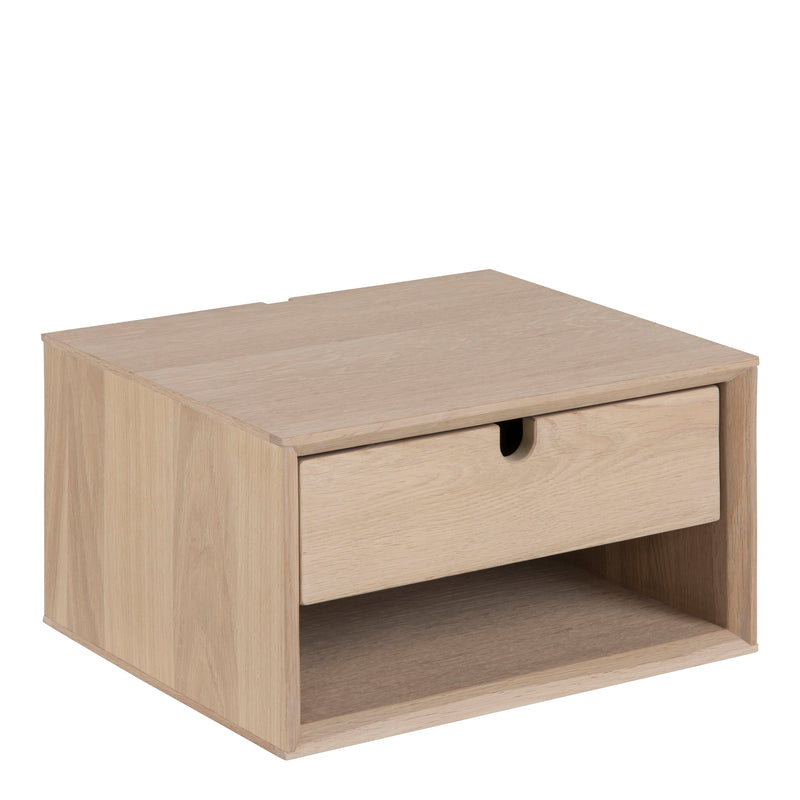 Century 1 Drawer Wall Mounted Bedside Table – Oak – image 1