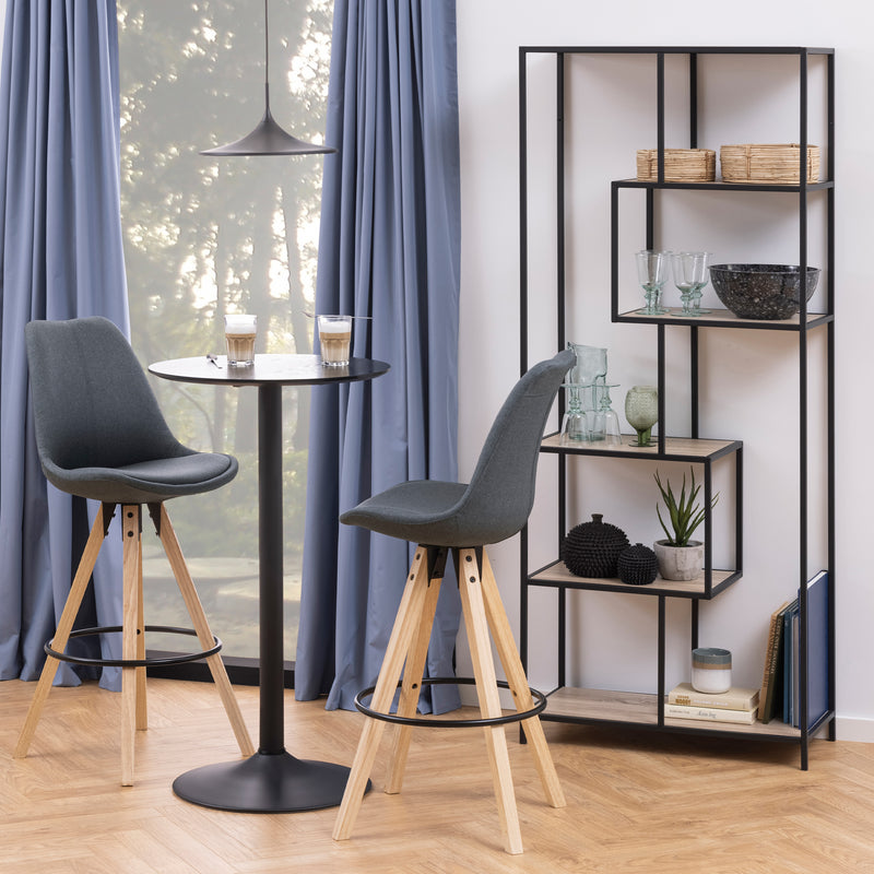 Seaford Tall Metal Bookcase with 5 Shelves – Sonoma Oak – image 4