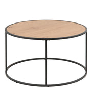 Seaford Black Metal Round Coffee Table with Oak Top – image 1