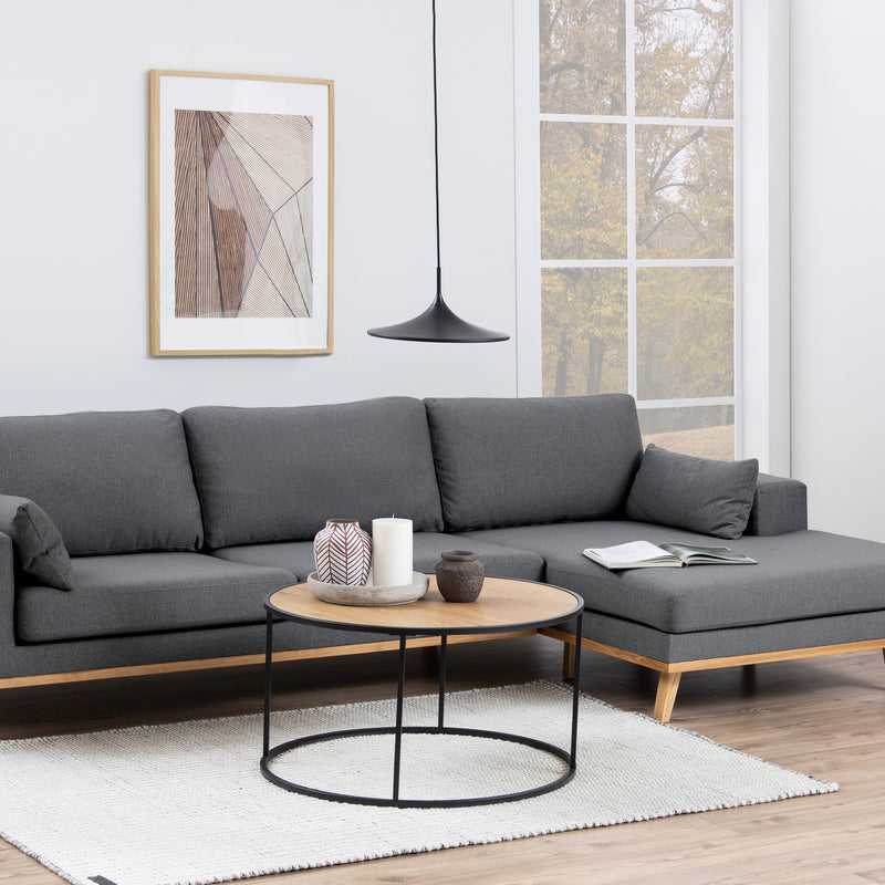 Seaford Black Metal Round Coffee Table with Oak Top – image 3