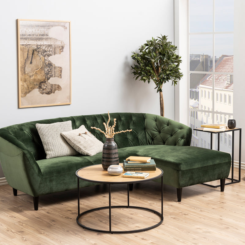 Seaford Black Metal Round Coffee Table with Oak Top – image 6