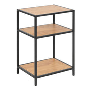 Seaford Black Metal Bedside Table with 2 Oak Shelves – image 1