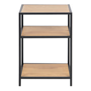 Seaford Black Metal Bedside Table with 2 Oak Shelves – image 2