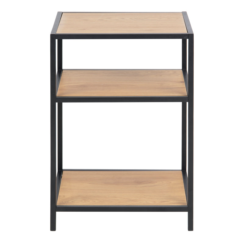 Seaford Black Metal Bedside Table with 2 Oak Shelves – image 2