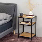 Seaford Black Metal Bedside Table with 2 Oak Shelves – image 3