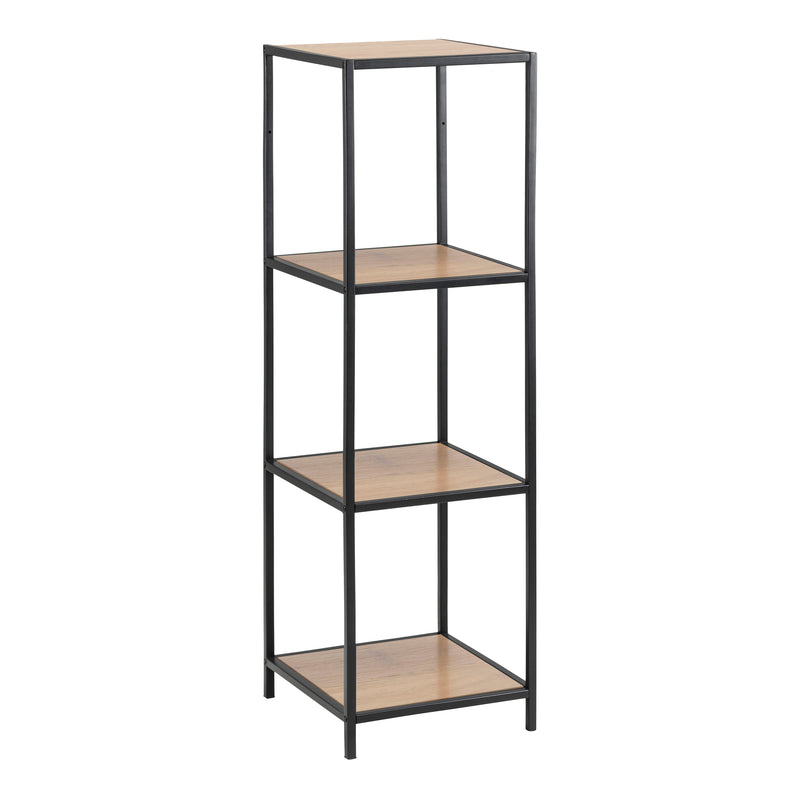 Seaford Narrow Metal Bookcase with 3 Shelves – Oak – image 1