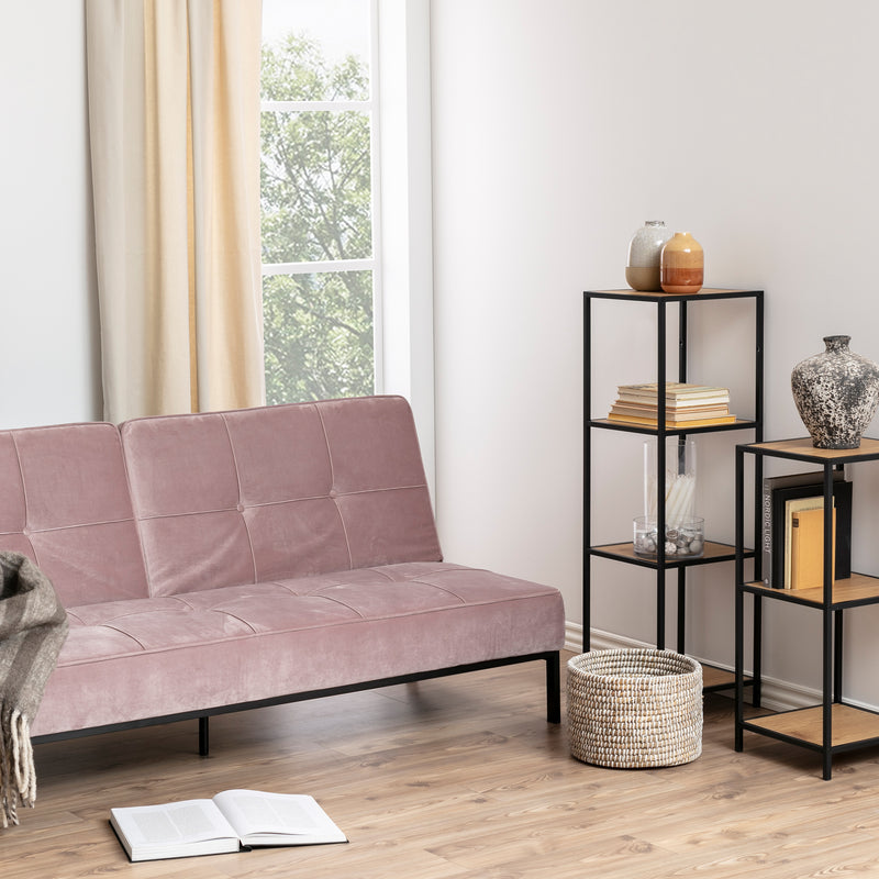 Seaford Narrow Metal Bookcase with 3 Shelves – Oak – image 3
