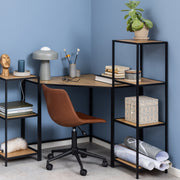 Seaford Narrow Metal Bookcase with 3 Shelves – Oak – image 4
