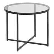 Cross Round Metal Side Table – Smoked Glass – image 1