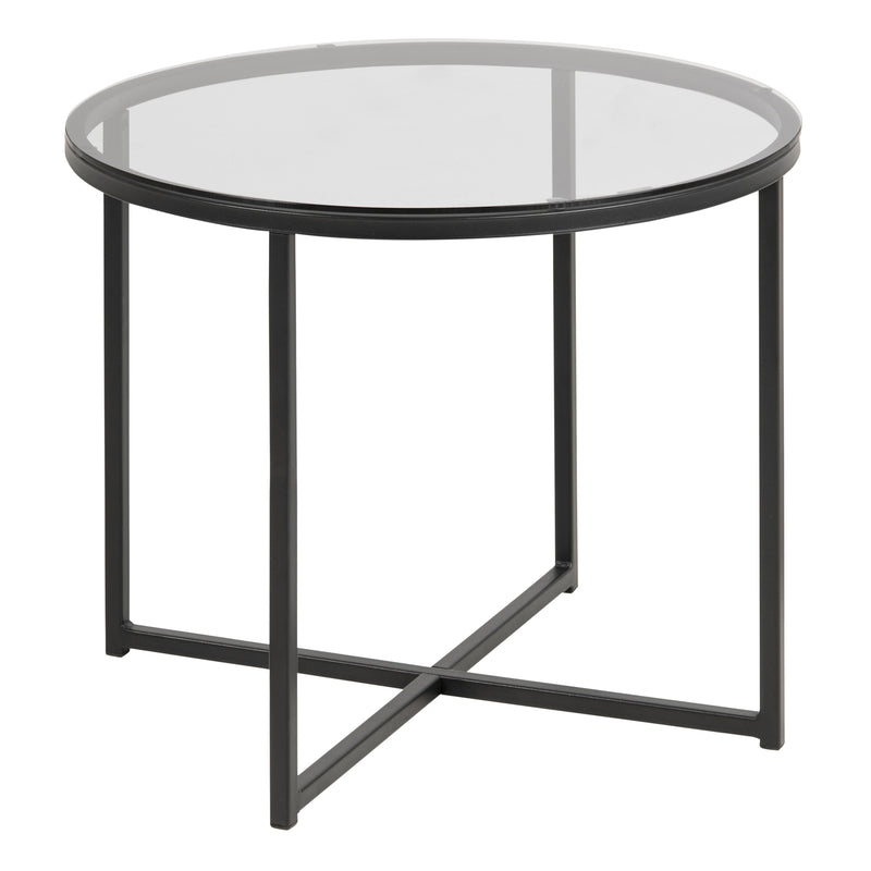 Cross Round Metal Side Table – Smoked Glass – image 1