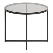 Cross Round Metal Side Table – Smoked Glass – image 2