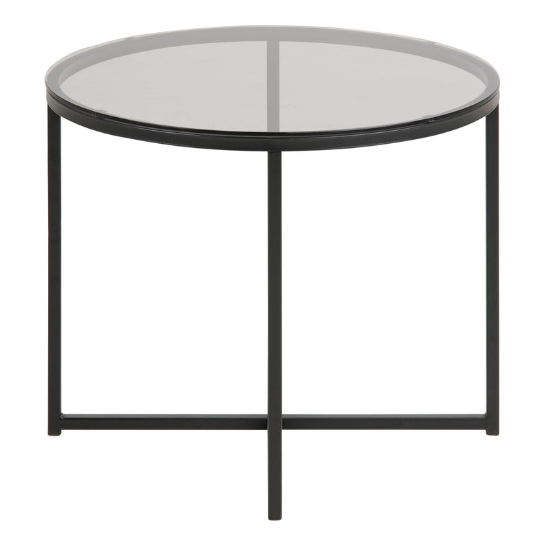 Cross Round Metal Side Table – Smoked Glass – image 2