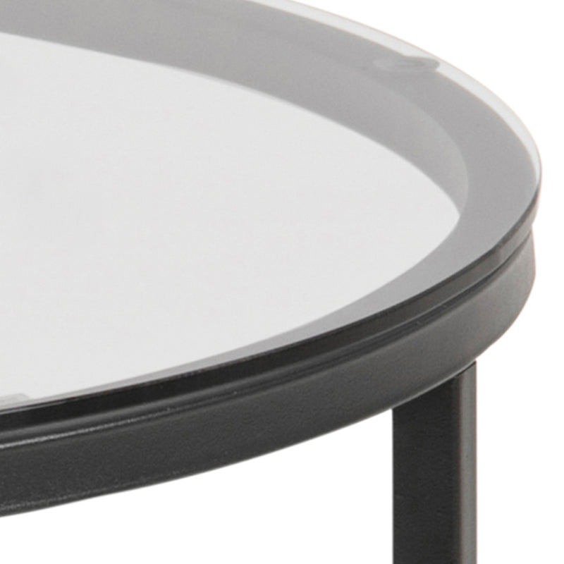 Cross Round Metal Side Table – Smoked Glass – image 5