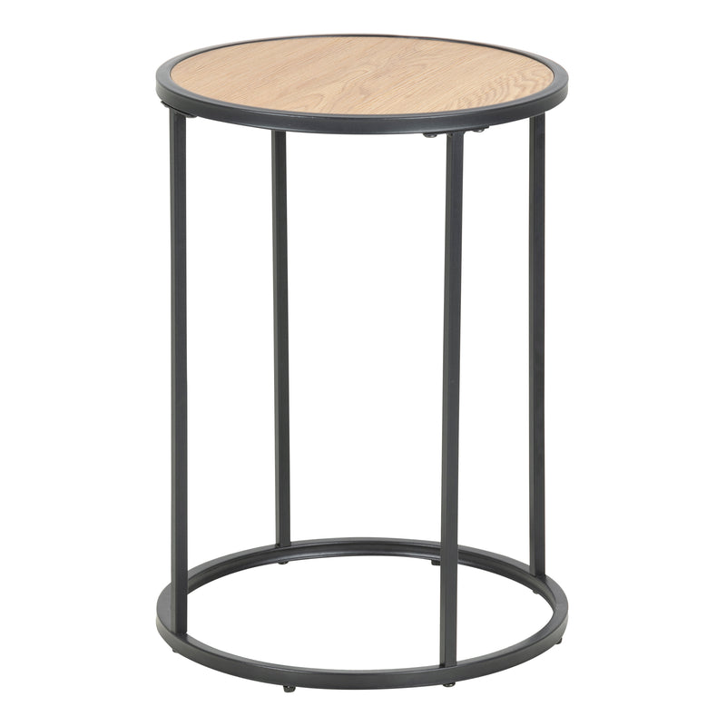Seaford Metal Small Round Side Table – Oak – image 1