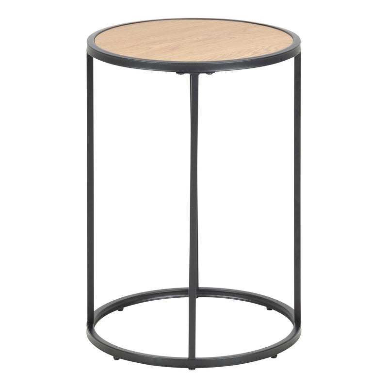 Seaford Metal Small Round Side Table – Oak – image 2