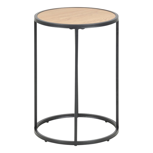Seaford Metal Small Round Side Table – Oak – image 2