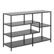 Seaford Wide Black Metal Bookcase with 4 Black Oak Shelves – image 1