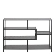 Seaford Wide Black Metal Bookcase with 4 Black Oak Shelves – image 2