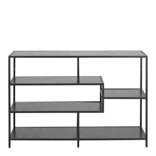 Seaford Wide Black Metal Bookcase with 4 Black Oak Shelves – image 2