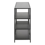 Seaford Wide Black Metal Bookcase with 4 Black Oak Shelves – image 3