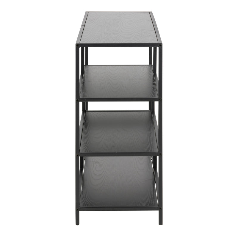 Seaford Wide Black Metal Bookcase with 4 Black Oak Shelves – image 3