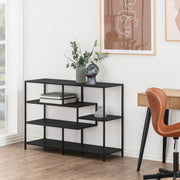 Seaford Wide Black Metal Bookcase with 4 Black Oak Shelves – image 4