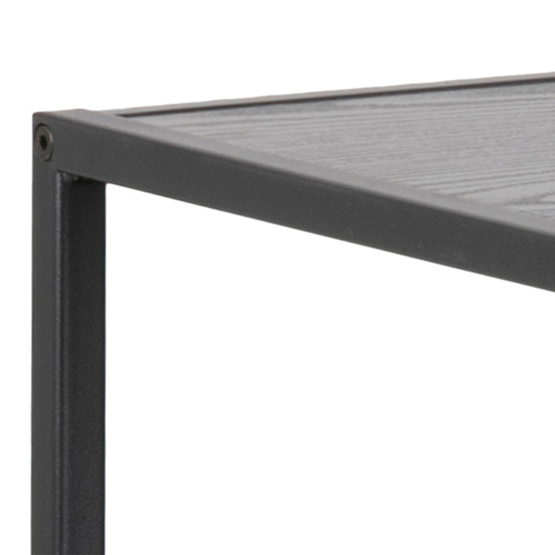Seaford Wide Black Metal Bookcase with 4 Black Oak Shelves – image 6