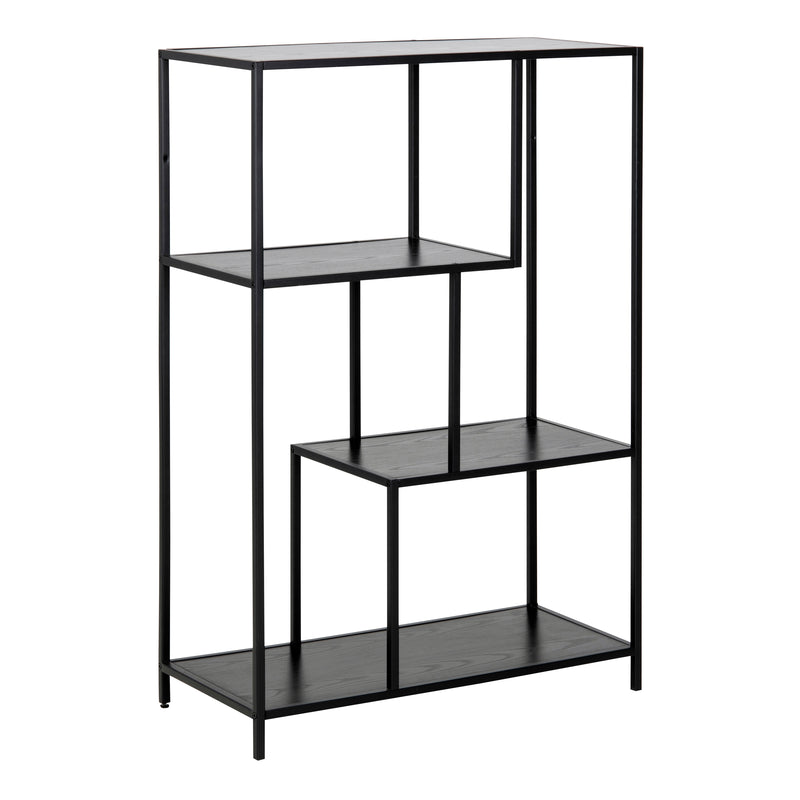 Seaford Metal Asymmetrical Bookcase with 3 Shelves – Black – image 1
