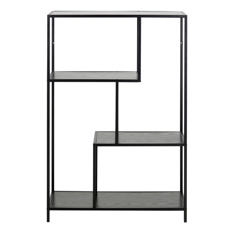Seaford Metal Asymmetrical Bookcase with 3 Shelves – Black – image 2