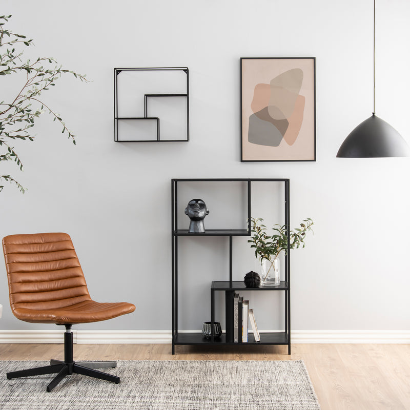 Seaford Metal Asymmetrical Bookcase with 3 Shelves – Black – image 4