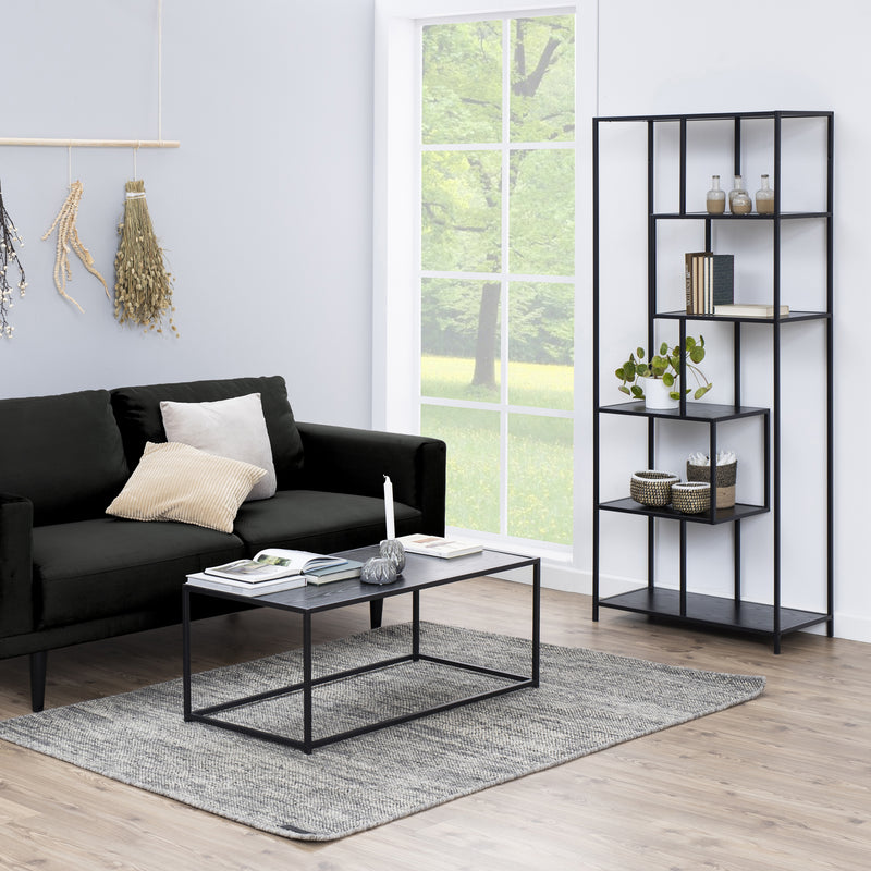 Seaford Tall Metal Bookcase with 5 Shelves – Black – image 5
