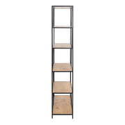 Seaford Black Metal Large Asymmetrical Bookcase with 5 Oak Shelves – image 3