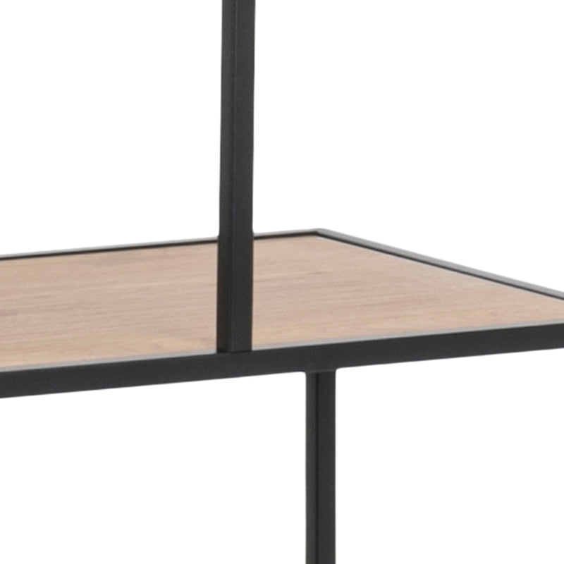Seaford Black Metal Large Asymmetrical Bookcase with 5 Oak Shelves – image 7