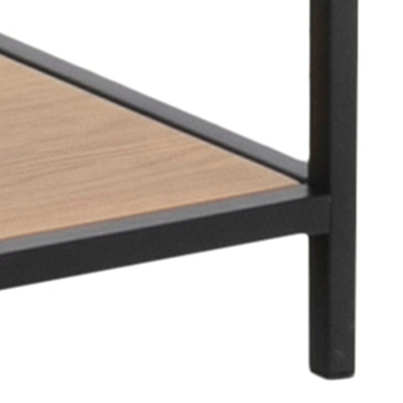 Seaford Black Metal Large Asymmetrical Bookcase with 5 Oak Shelves – image 9