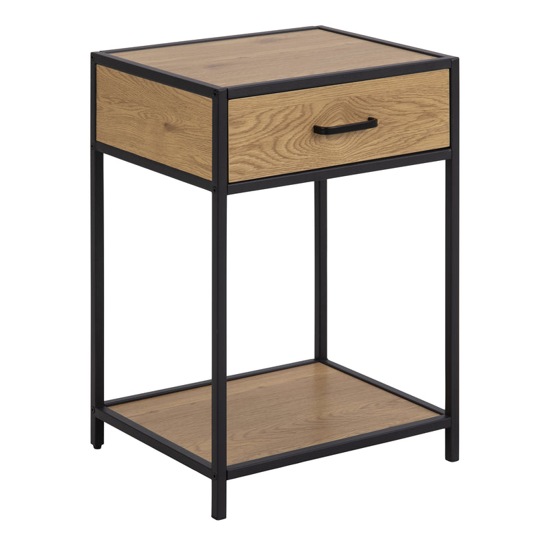 Seaford Bedside Table with 1 Drawer – Black & Oak – image 1