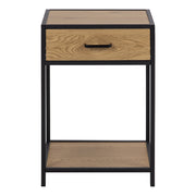 Seaford Bedside Table with 1 Drawer – Black & Oak – image 2