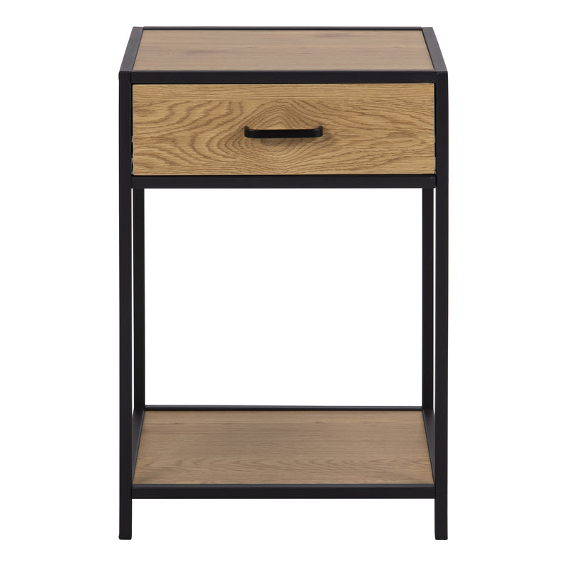 Seaford Bedside Table with 1 Drawer – Black & Oak – image 2