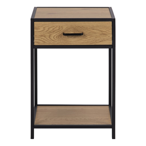 Seaford Bedside Table with 1 Drawer – Black & Oak – image 2