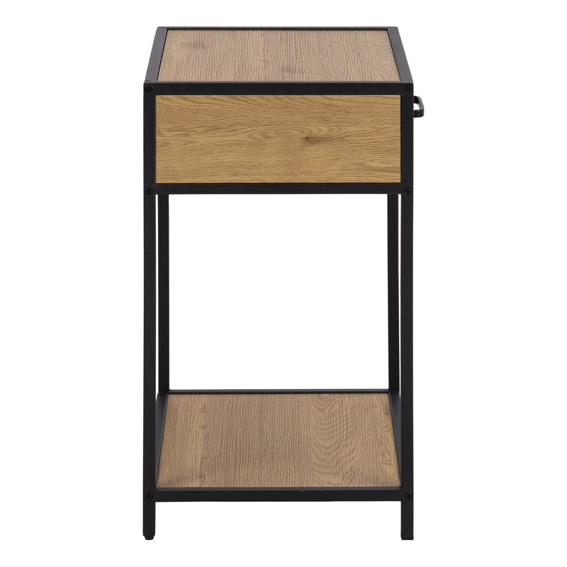 Seaford Bedside Table with 1 Drawer – Black & Oak – image 3