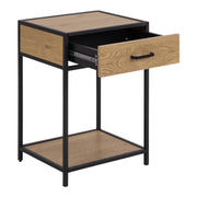 Seaford Bedside Table with 1 Drawer – Black & Oak – image 4
