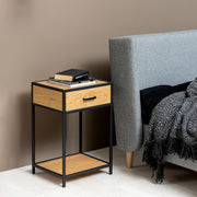 Seaford Bedside Table with 1 Drawer – Black & Oak – image 5