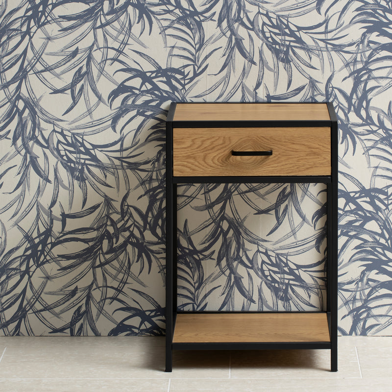 Seaford Bedside Table with 1 Drawer – Black & Oak – image 6