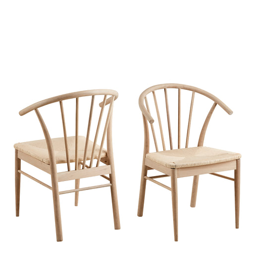 Cassandra Dining Chair with Armrest Set of 2 – White & Oak – image 1