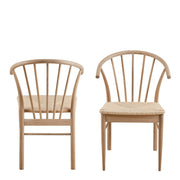 Cassandra Dining Chair with Armrest Set of 2 – White & Oak – image 2
