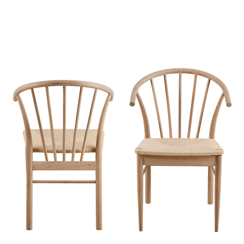 Cassandra Dining Chair with Armrest Set of 2 – White & Oak – image 2