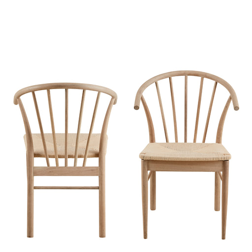 Cassandra Dining Chair with Armrest Set of 2 – White & Oak – image 2